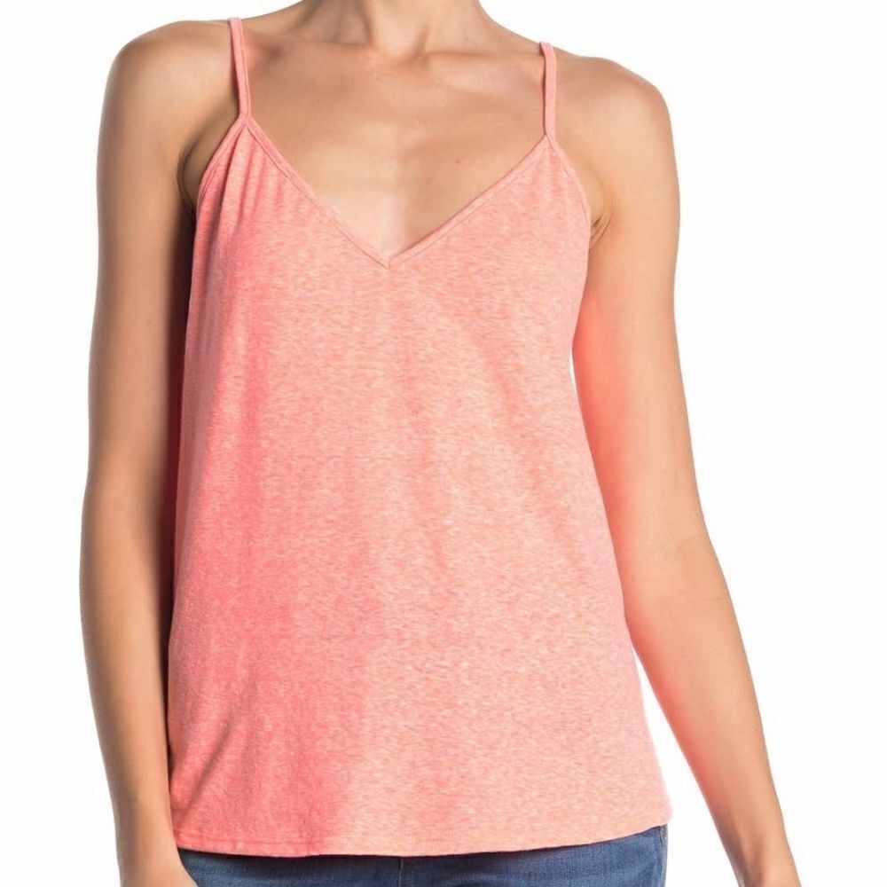 Socialite Double V Neck Heathered Knit Tank Top